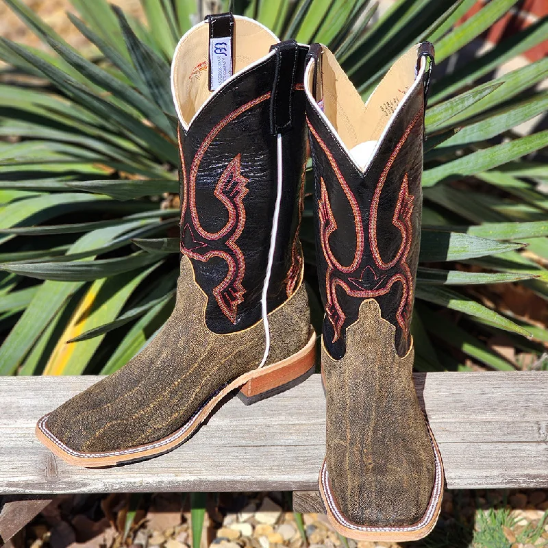 Men's western boots with a leather sole and a heel guardAnderson Bean Men's Saddle Safari Elephant Boots