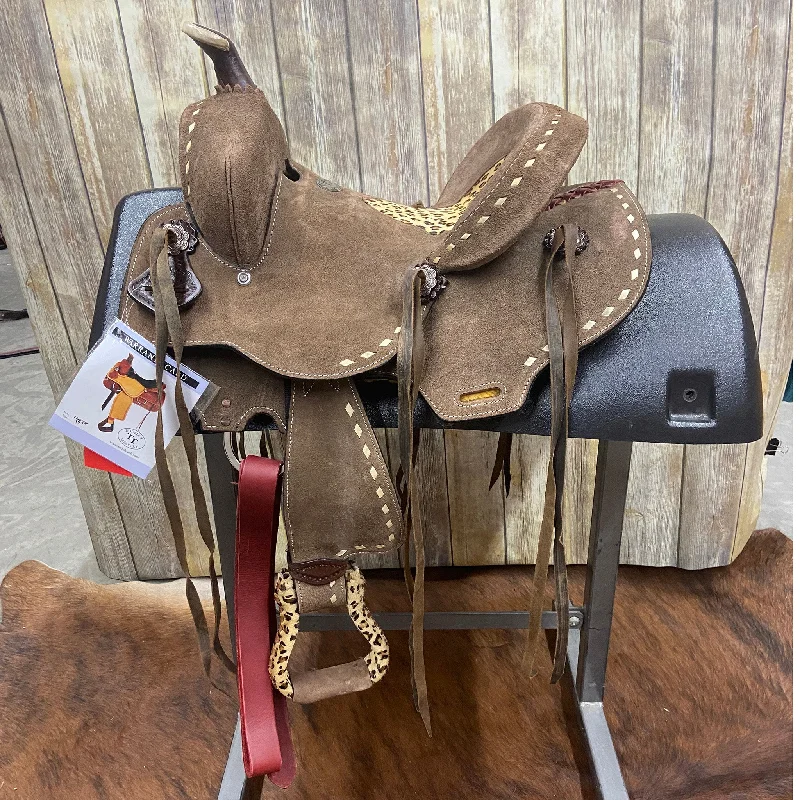 Double T 13 Inch Cheetah Roughout Saddle