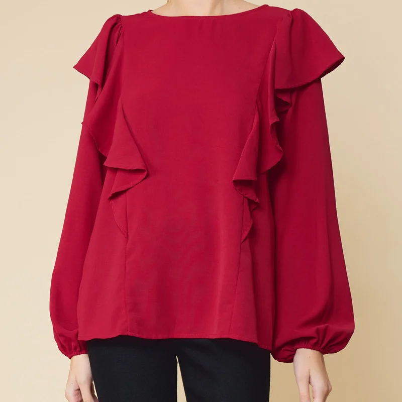 Ruffle Detailed Long Sleeve Top