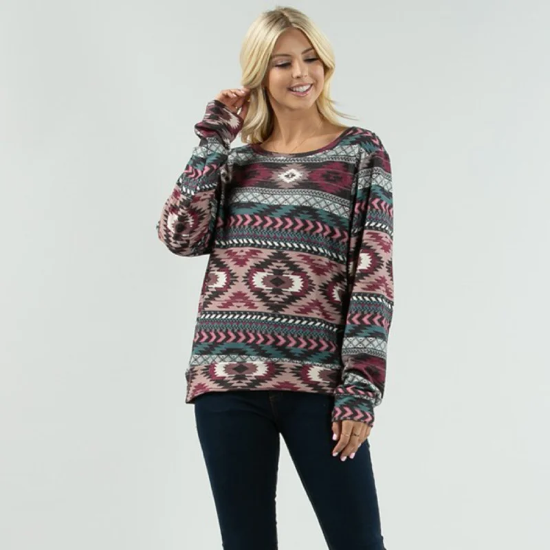 Avery Women's Tribal Print Long Sleeve