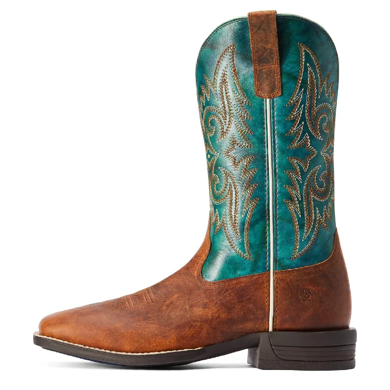 Men's western boots with a concho - studded strap and a pointed toeAriat Men's Wild Thang Boots