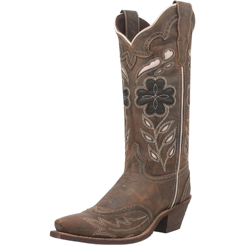 Western - style men's boots with intricate tooling and stitchingLaredo Women's Zuri Brown Floral Snip Toe Boots